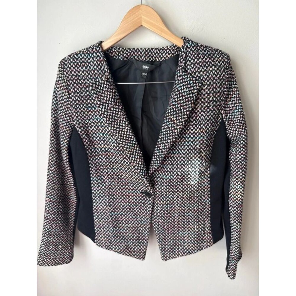 Mossimo Black Multicolor Tweed Structured Blazer Medium